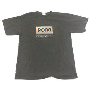 Pong In The Beginning There Was.. Atari Retro Video Game Tennis T Shirt Size M